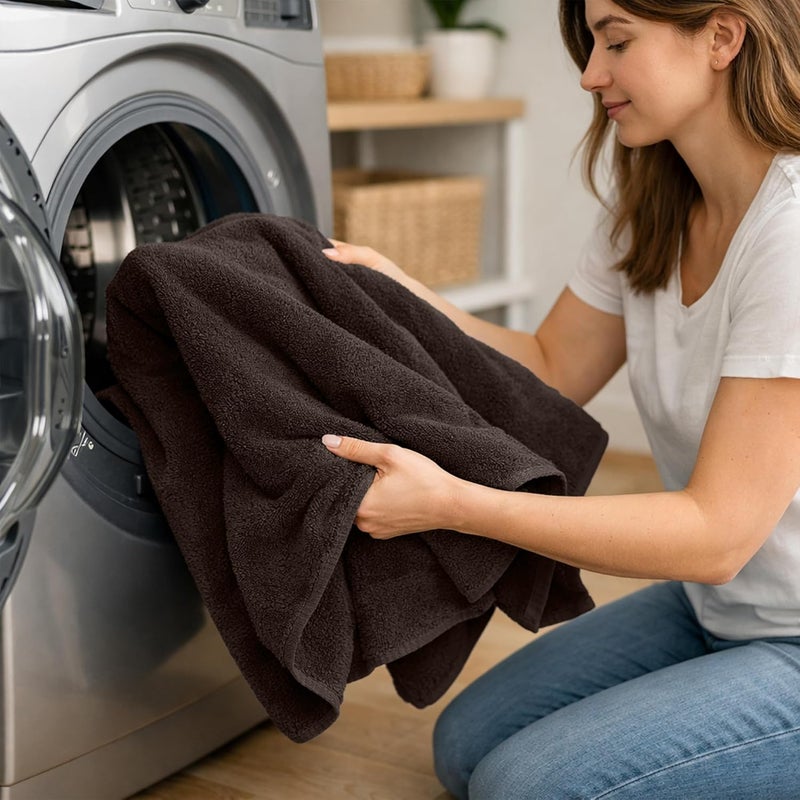 Riverside Pack of 2 Extra Large Bath Sheets 35 x 70 Inches - 100% Ring Spun Cotton Hotel Quality Oversized Bath Towels - Super Soft, Highly Absorbent & Quicker to Dry - Brown - Image 4